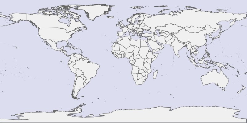 Изображение границ стран, созданное MapServer из векторных данных в таблице MS SQL Server